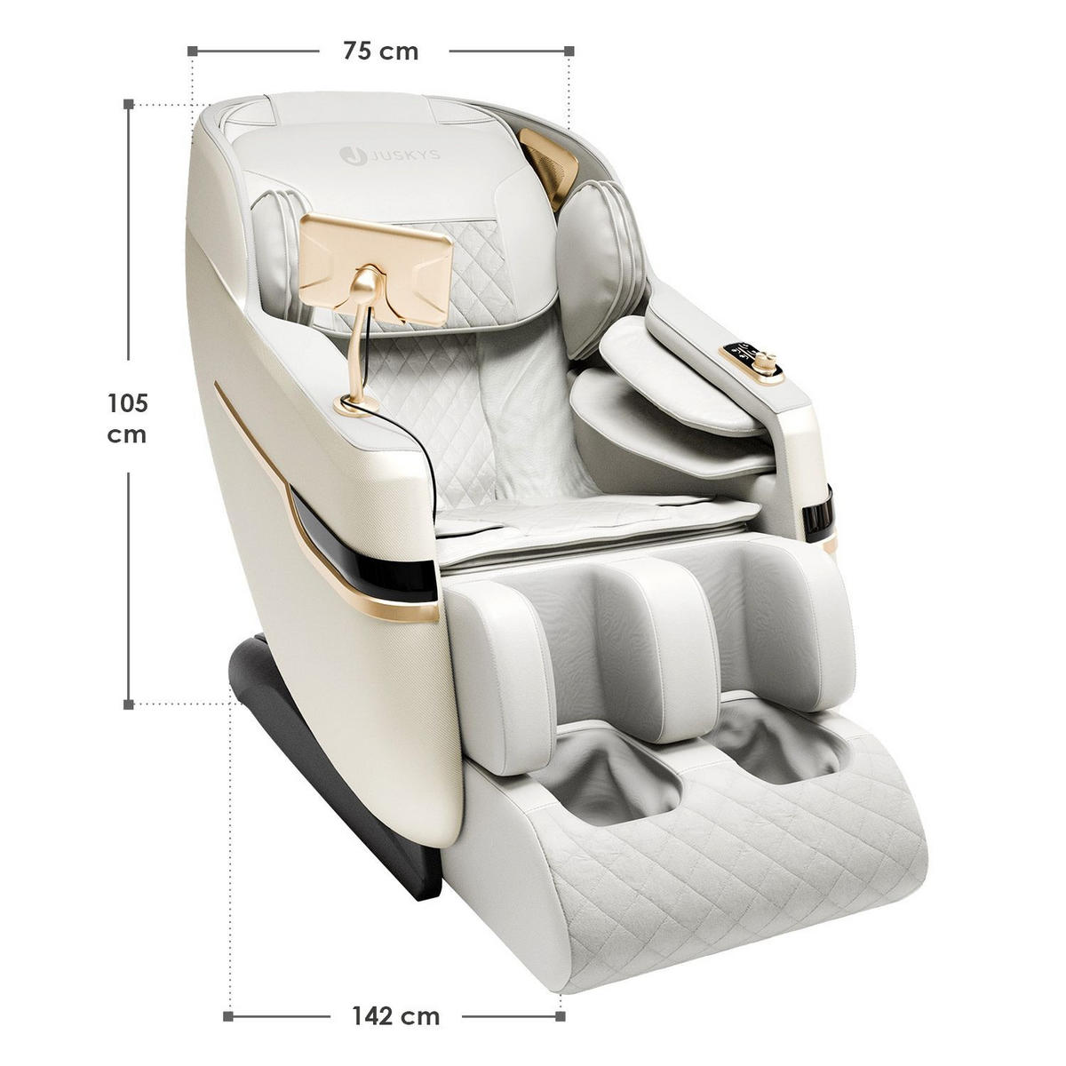 MASSAGESESSEL Naxos Weiß/Hellgrau - Hellgrau, Textil (75/105/142cm) - Juskys