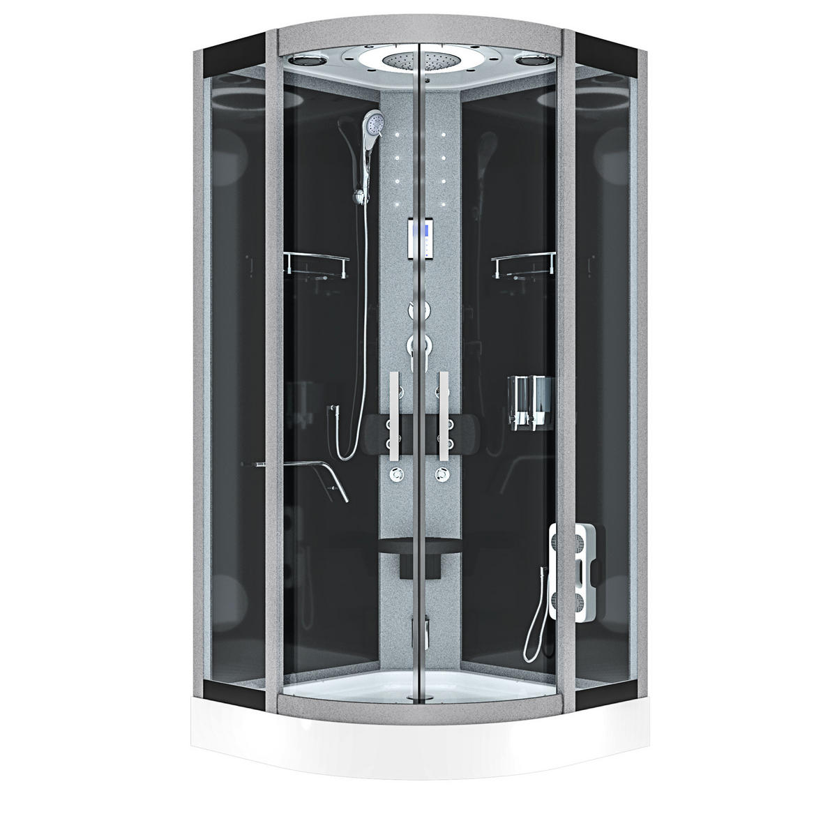 DAMPFDUSCHE Duschkabine D58-03T2 sw 80x80 - Schwarz, Glas/Kunststoff (80/80/215cm) - AcquaVapore by Sandra Jentho