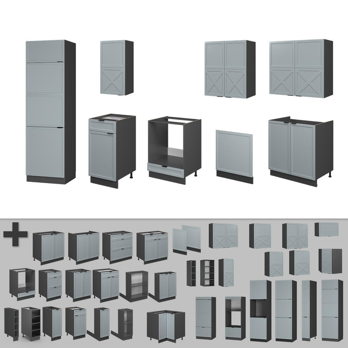 KUCHYŇSKÝ KOUT Fame-Line Světle modrošedá/antracitová - antracitová/světle modrá, kompozitní dřevo (300/81.6/60cm) - Vicco