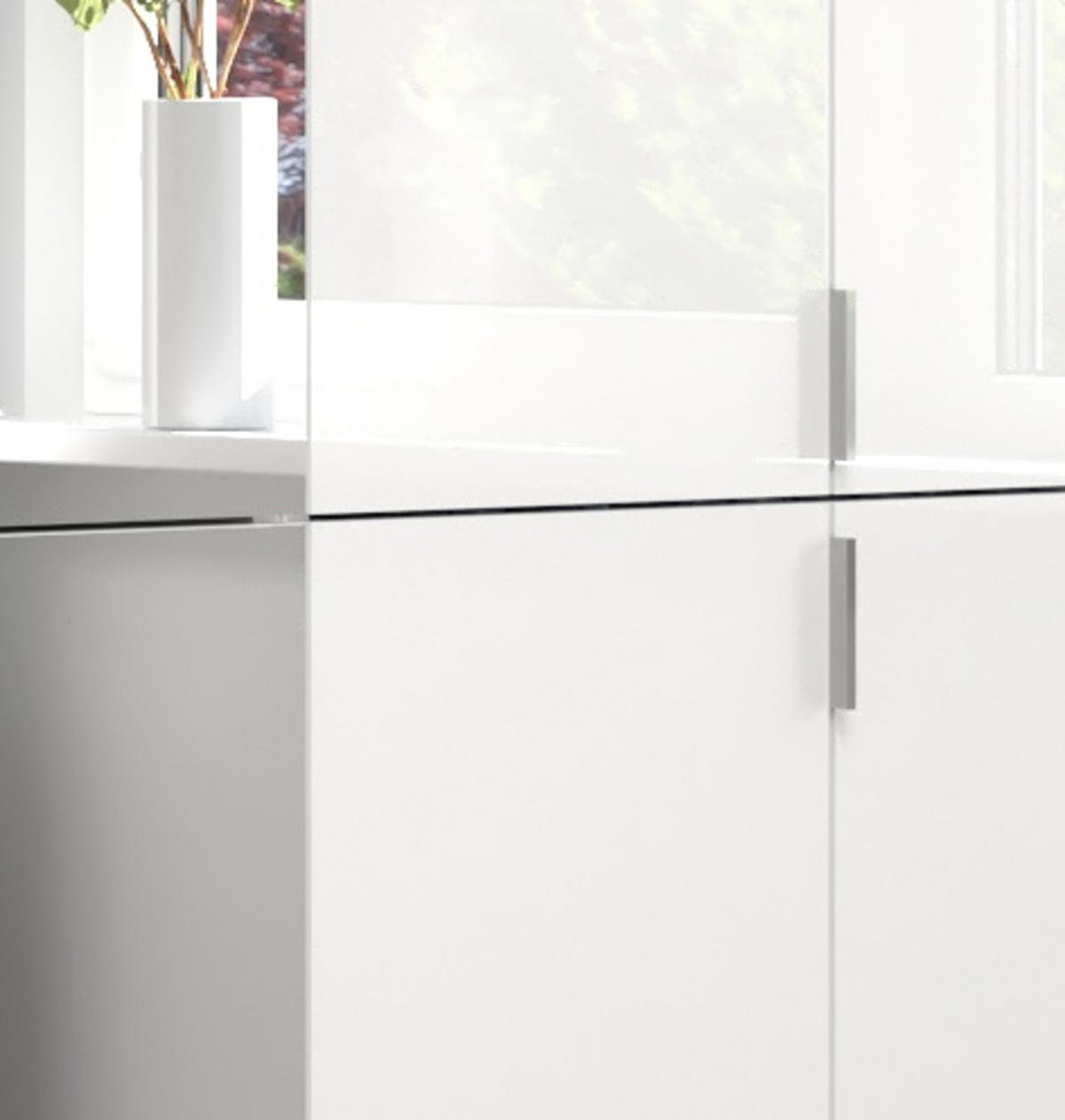 SCHUHSCHRANK weiß Hochglanz 122 cm, Garderobe mit 18 Fächern, Garderobenmöbel - Weiß Hochglanz/Silberfarben, Holzwerkstoff/Kunststoff (122/193/34cm) - Inn.Furn
