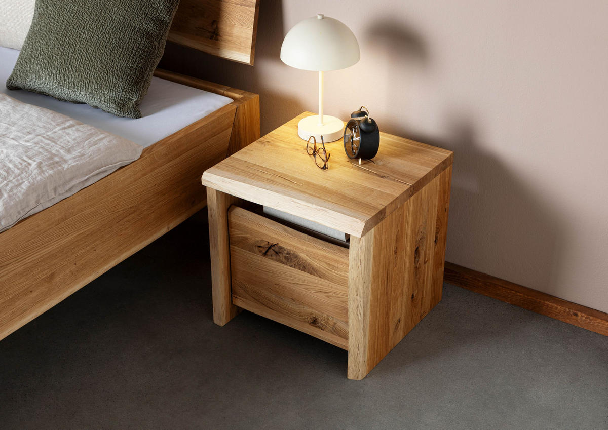 NACHTTISCH Wildeiche 45x45x45 natur geölt PURE OAK #117 - Braun, Holz (45/45/45cm) - Massivmoebel24