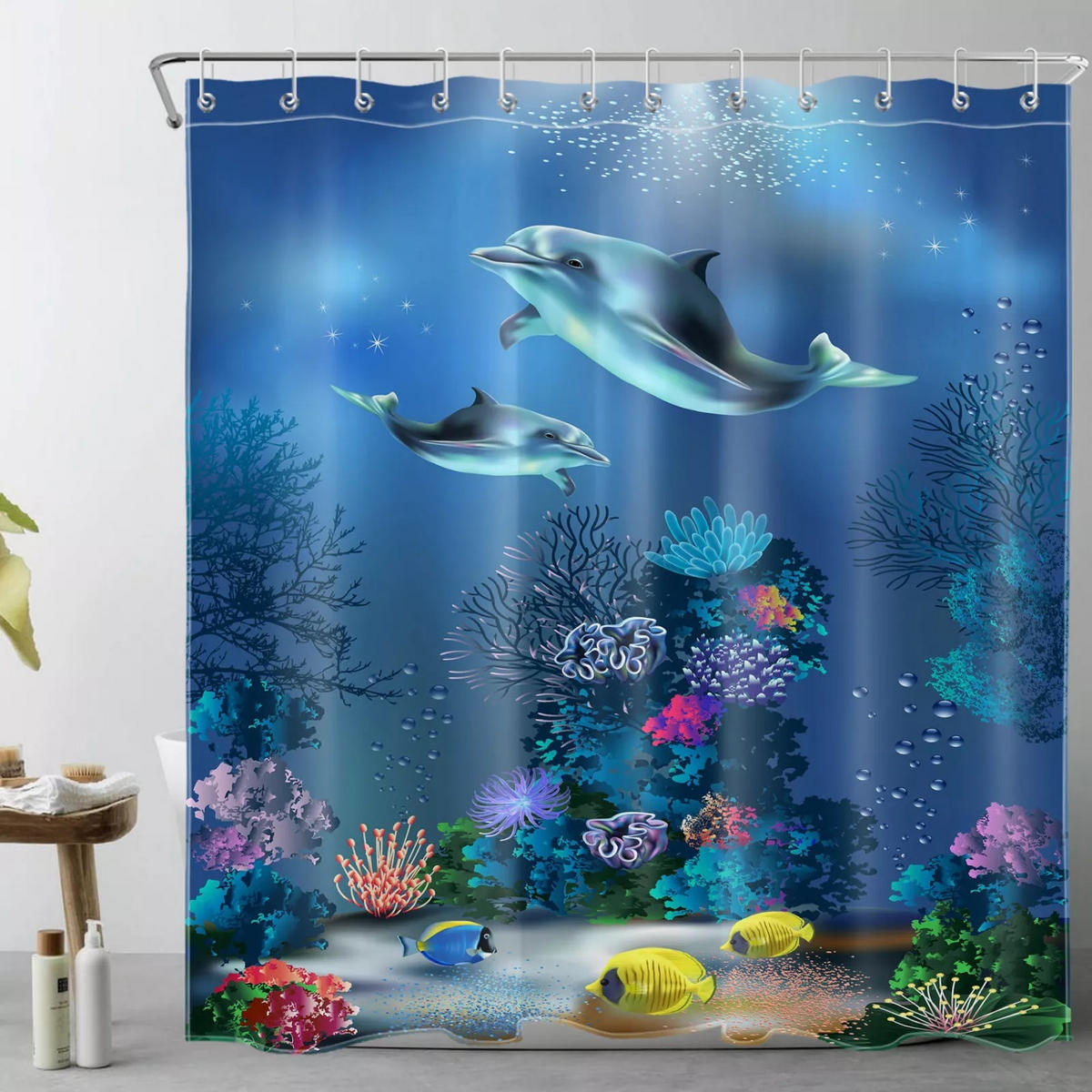 DUSCHVORHANG Polyester schimmelresistent waschbar mit Haken - Multicolor, Kunststoff (180/180cm) - MCBOSON