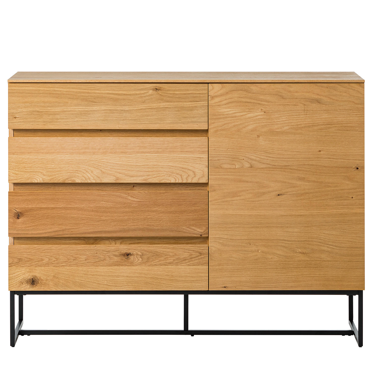 KOMMODE - Echtholzfurnier / Eisen - Eichefarben, Holzwerkstoff (115/86/40cm) - home24