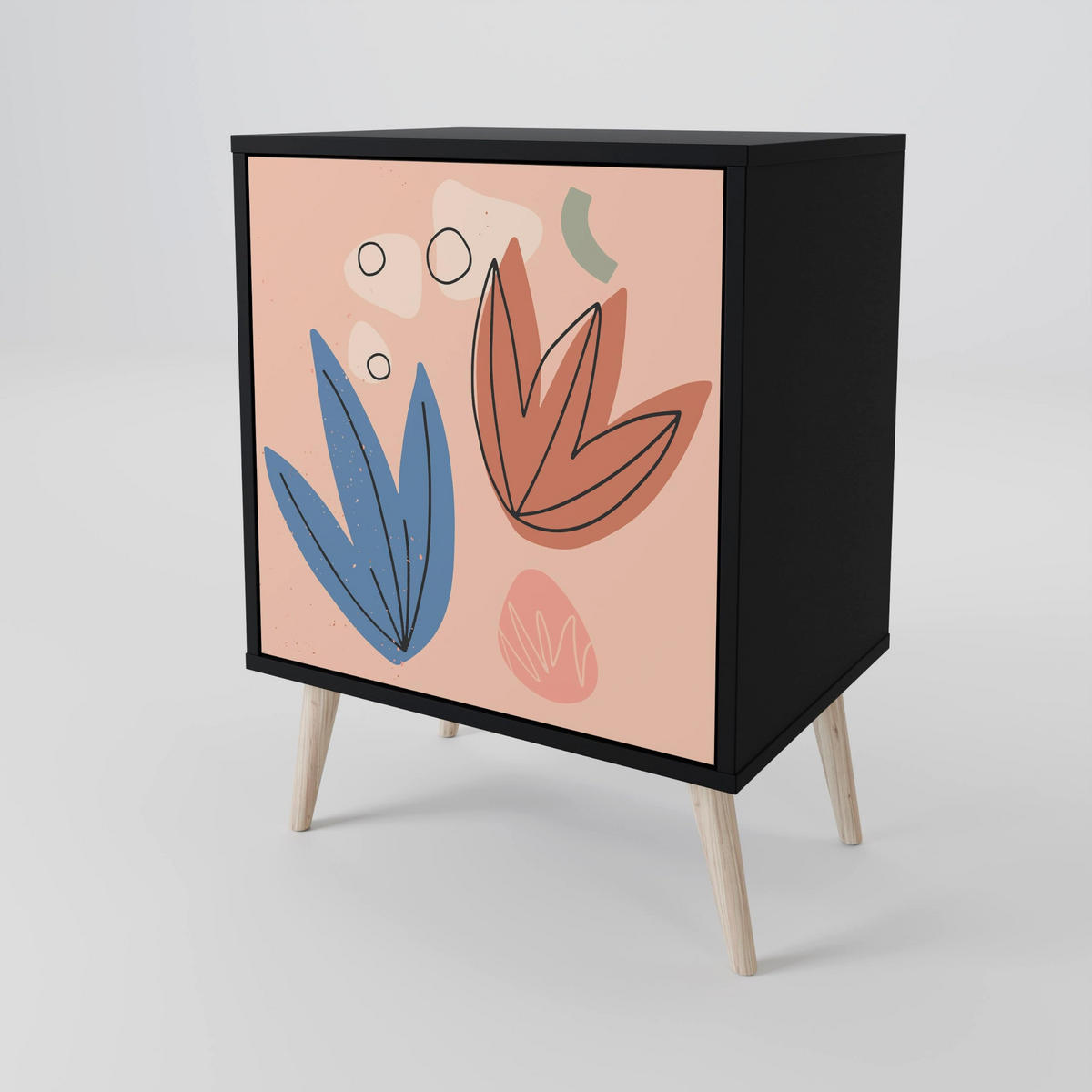 SIDEBOARD PASTEL DESTINY, Schwarz, 57,5x42x67,5 cm, Schwarze Metall-Rahmenfüße - Multicolor/Schwarz, Holzwerkstoff/Metall (57.5/67.5/42cm) - SpaceRebels