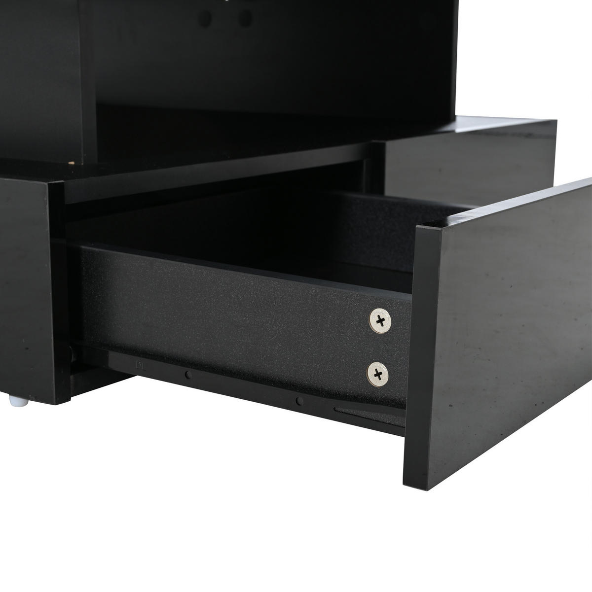 COUCHTISCH 80/80/45 cm höhenverstellbar mit LED-Beleuchtung und Stauraum, Schwarz - Schwarz, Holzwerkstoff (80/80/45cm) - Flora Grace