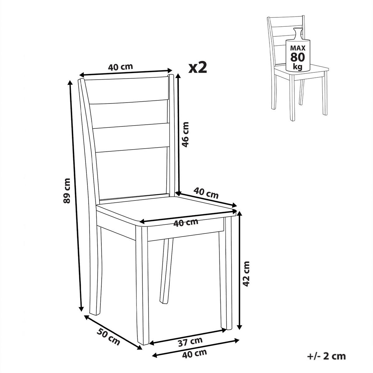 ESSZIMMERSTUHL 2er Set Holz Dunkelbraun Georgia - Braun, Holz (40/89/50cm) - Beliani