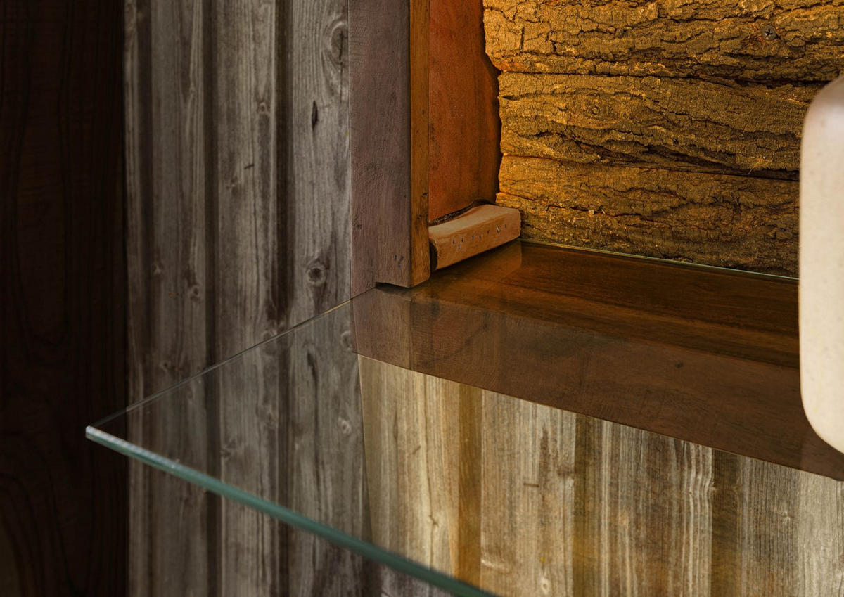WANDREGAL Akazie 145x30x27 dunkelbraun lackiert BARK #205 - Dunkelbraun, Holz (145/27/30cm) - Massivmoebel24