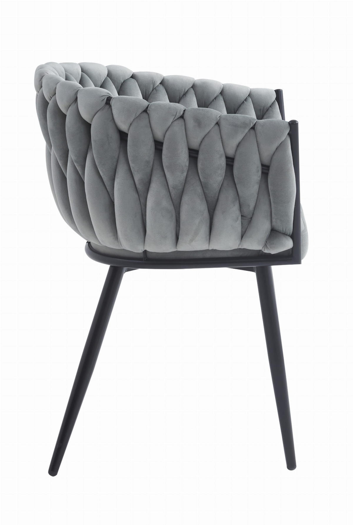 STUHL ARONA 6-er Set, Grau, Schwarze metallische Beine - Hellgrau, Textil/Metall (61/79/55cm) - Komodee