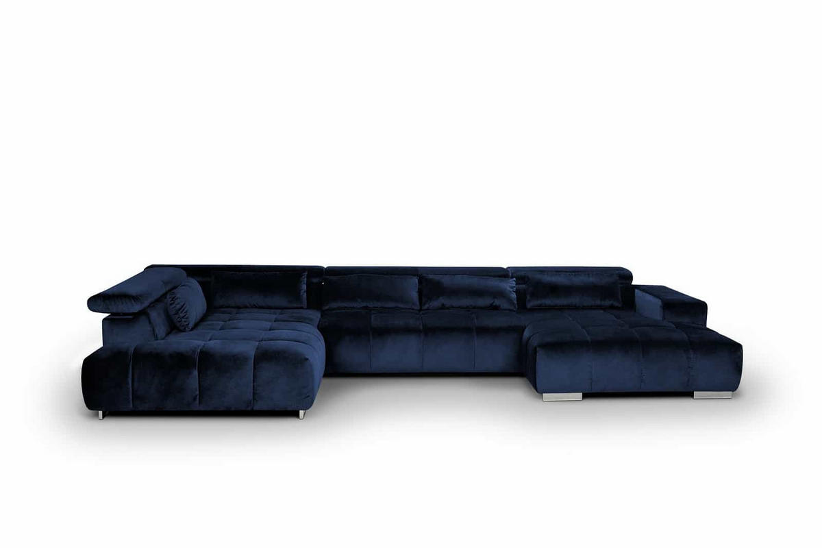 DAVID Ecksofa aus Echtleder – Elegantes Schlafsofa mit Bettkasten und Schlaffunktion - Chromfarben/Dunkelgrau, Leder/Metall (25.4/16.7cm) - Cotta