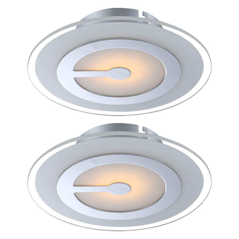 LED DECKENLEUCHTE Chrom Glas Weiß - Weiß, Glas (23/23/5.7cm) - Globo Lighting