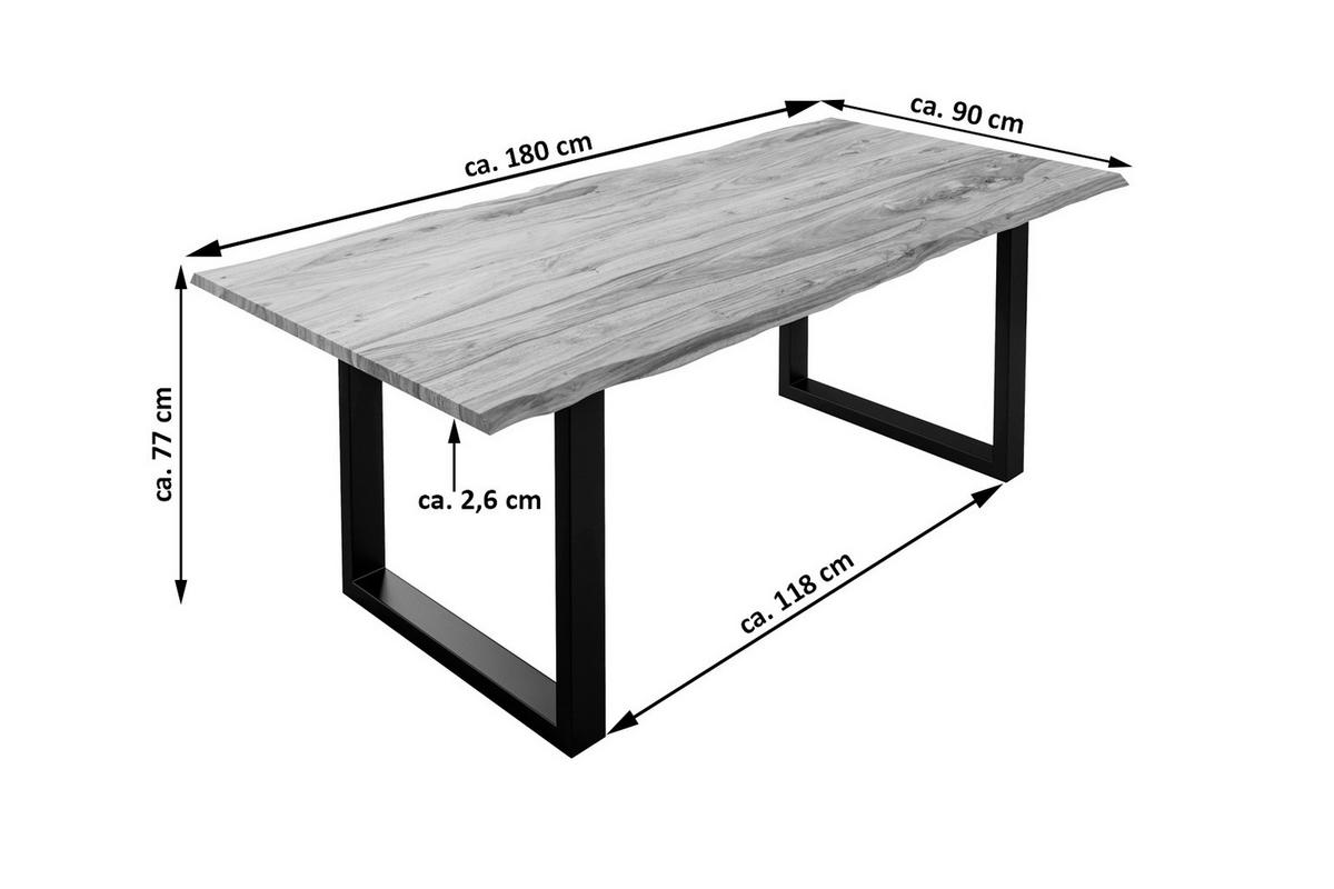 ESSTISCH MAILAND - Beige/Schwarz, Holz/Metall (90/180/77cm) - SAM