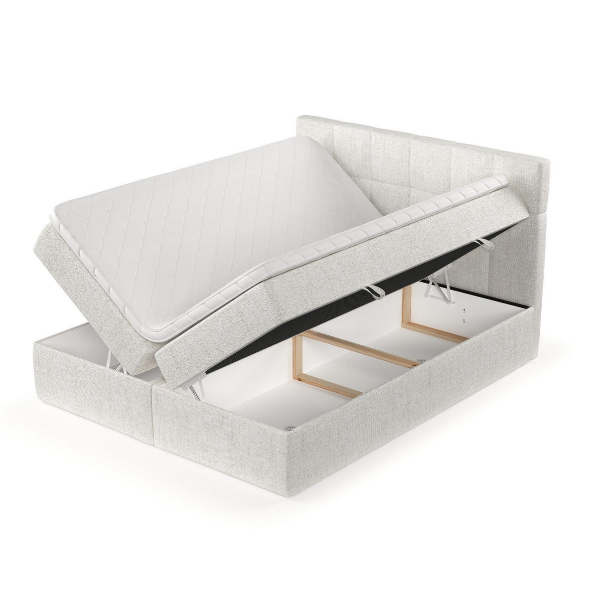 POSTEL BOXSPRING VARENO 200/200 Krémová - černá/krémová, kov/dřevo (200/200cm) - AltaBeds