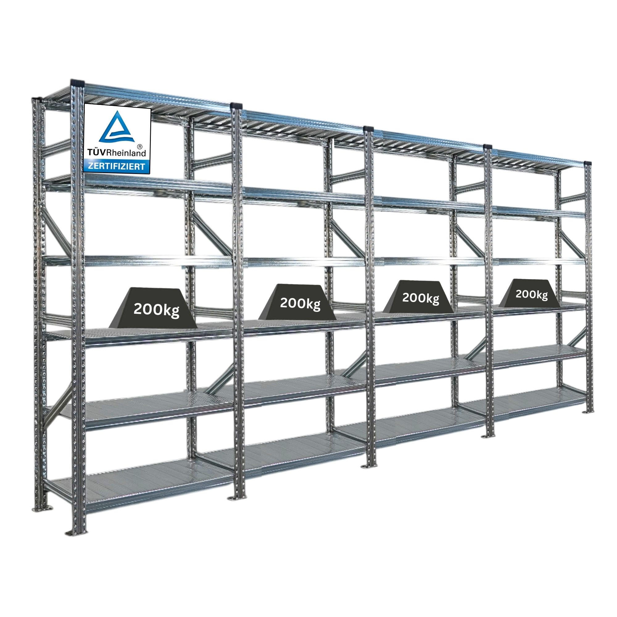 Proregal Fachbodenregal Silber 360x210x40 cm