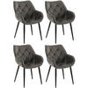 ARMLEHNENSTUHL 4er Set Samt Anthrazit - Anthrazit/Schwarz, Textil/Metall (58/83/62cm) - CLP