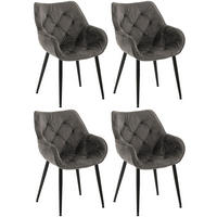 ARMLEHNENSTUHL 4er Set Samt Anthrazit - Anthrazit/Schwarz, Textil/Metall (58/83/62cm) - CLP