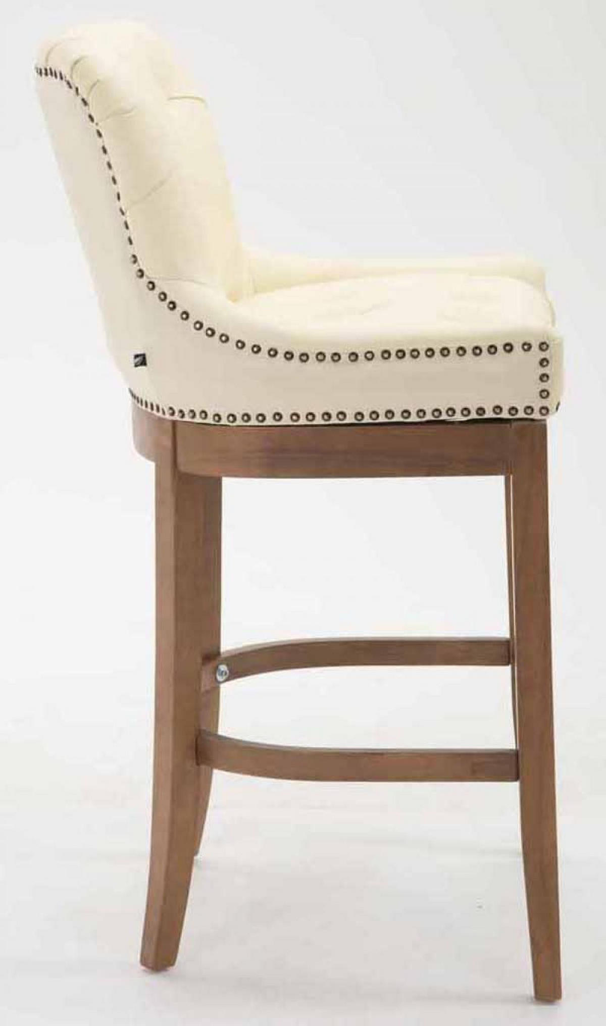 BARHOCKER 2er Set Echtleder creme - Creme/Naturfarben, Leder/Holz (55/109/57cm) - CLP