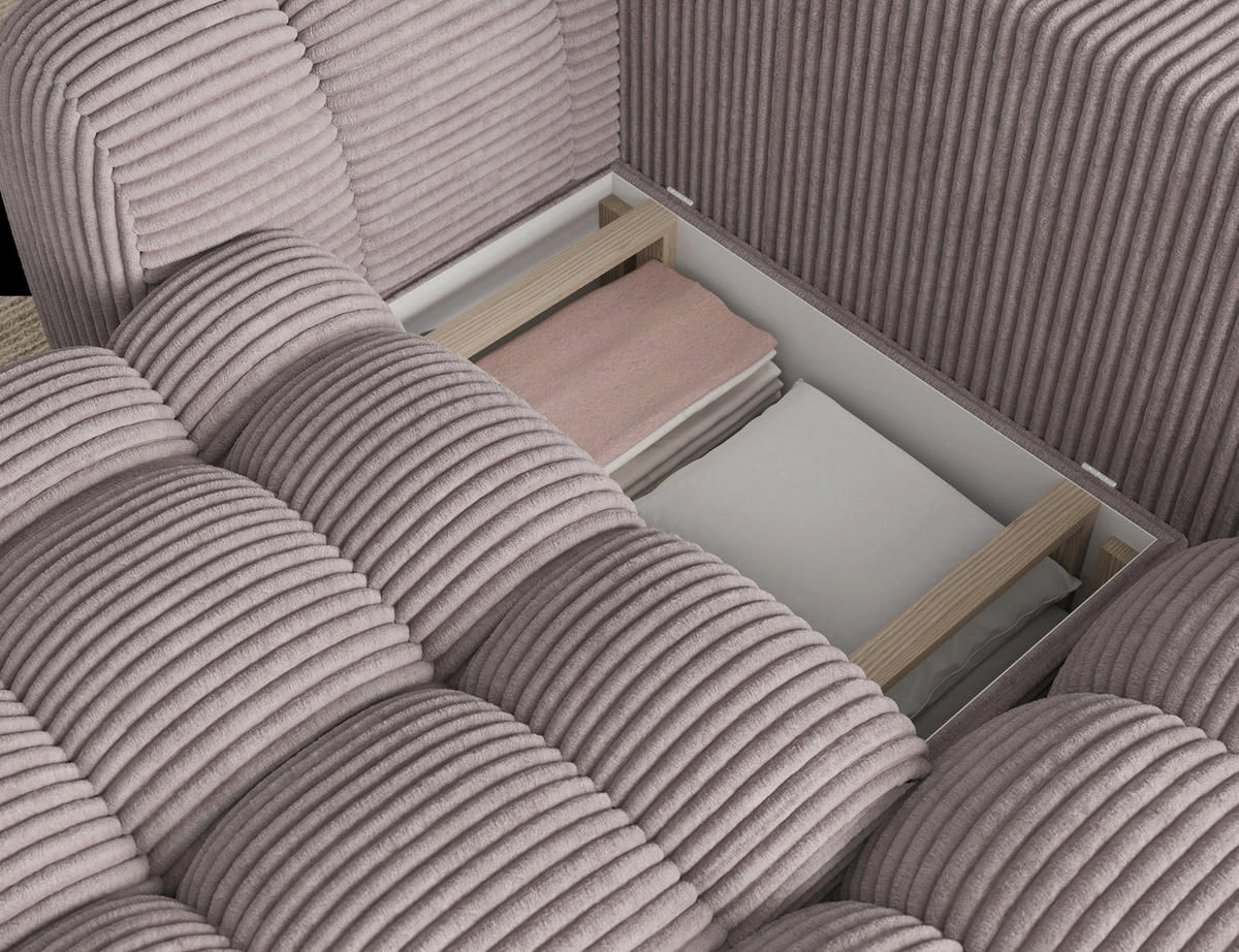 ECKSOFA COZION L-Form mit Schlaffunktion & Bettkasten – Modernes 3-Sitzer Sofa, HR-Kaltschaum, Wellenfederung, 267 × 165 cm - Hellgrau/Schwarz, Kunststoff (267/165cm) - Wohnideebilder