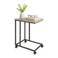 BEISTELLTISCH - Schwarz/Naturfarben, Holzwerkstoff/Kunststoff (35/50/68cm) - Relaxdays