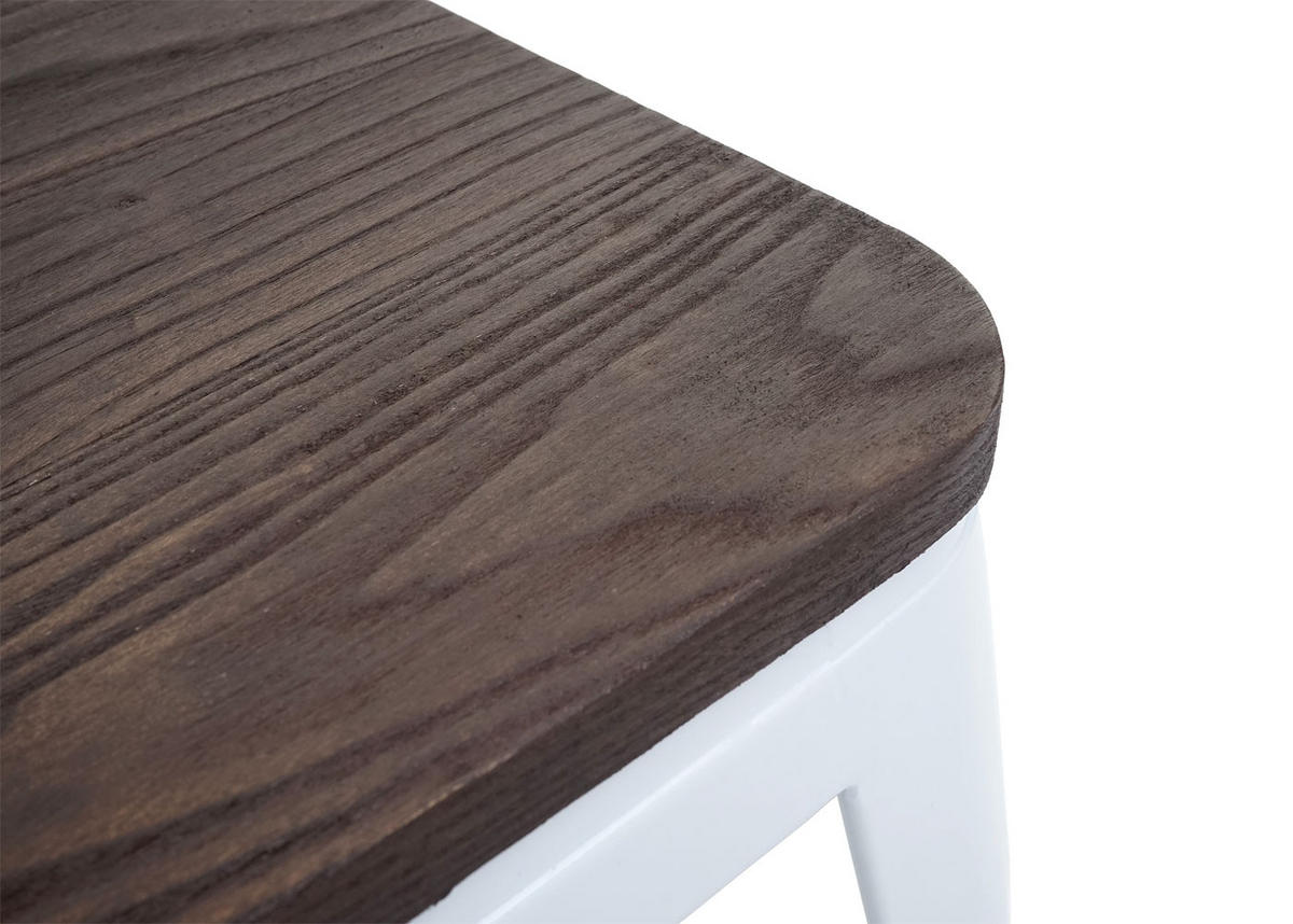 HOCKER INKL. HOLZ-SITZFLÄCHE Weiß - Weiß, Holz (39/45/39cm) - MCW
