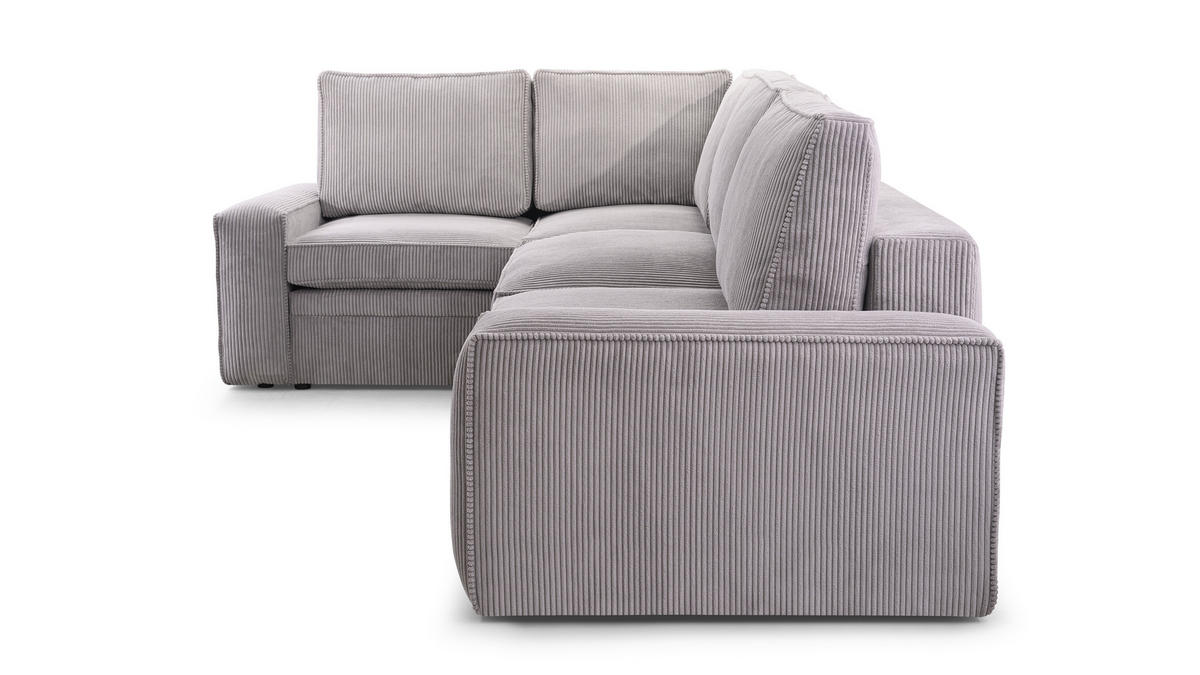 ECKSOFA L Form Treville Grau 296/196/94 cm – Links, mit Bettkasten und Schlaffunktion - Schwarz/Grau, Kunststoff/Textil (196/296cm) - AX Living