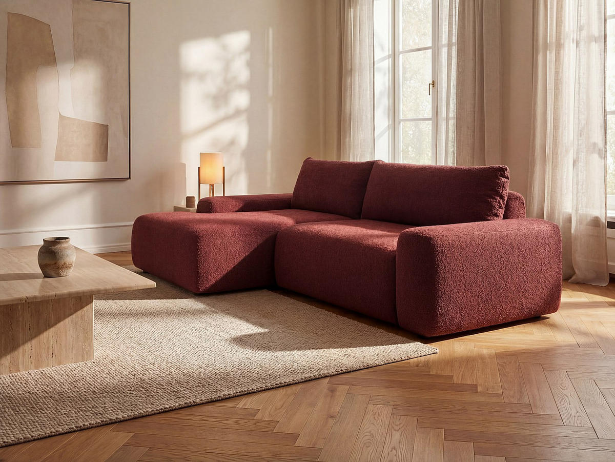 SCHLAFSOFA - 4 Personen - Stoff - Bordeaux - - Bordeaux, Textil (264/87/162cm) - Vente-Unique