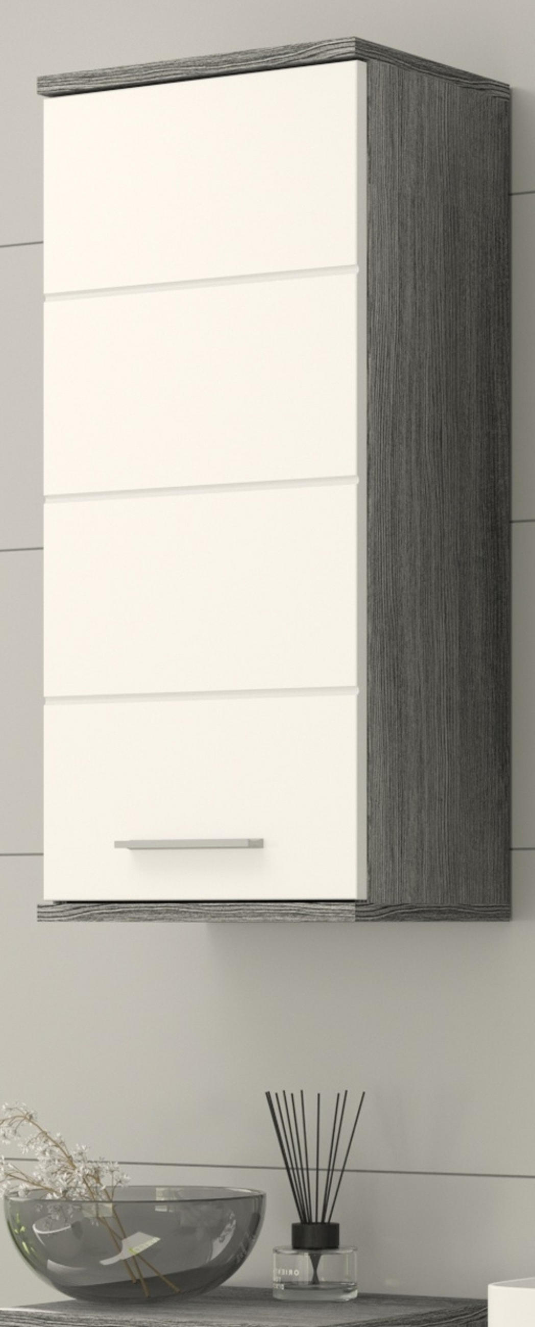 HÄNGESCHRANK weiß Hochglanz, grau, Badschrank mit 3 Fächern - Weiß Hochglanz/Silberfarben, Holzwerkstoff/Kunststoff (35/77/25cm) - Inn.Furn