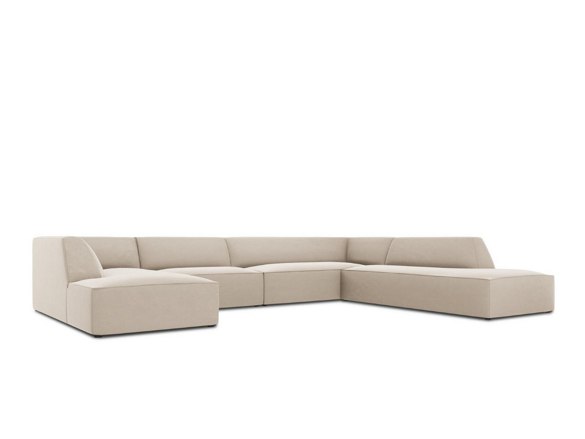 PANORAMASOFA rechts Ruby aus Samt beige 7 Sitzplätze - Beige, Textil (273/69/366cm) - Micadoni