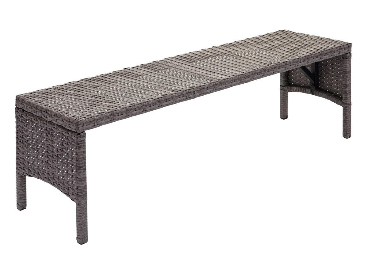 POLY-RATTAN SITZBANK Grau - Grau, Kunststoff (112/35/30cm) - MCW