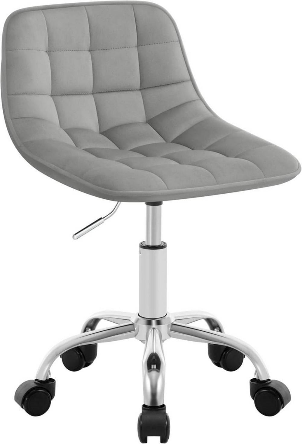 DREHSTUHL mit Rollen, Samt, Hellgrau - Hellgrau/Schwarz, Textil/Metall (43/60/50cm) - Woltu