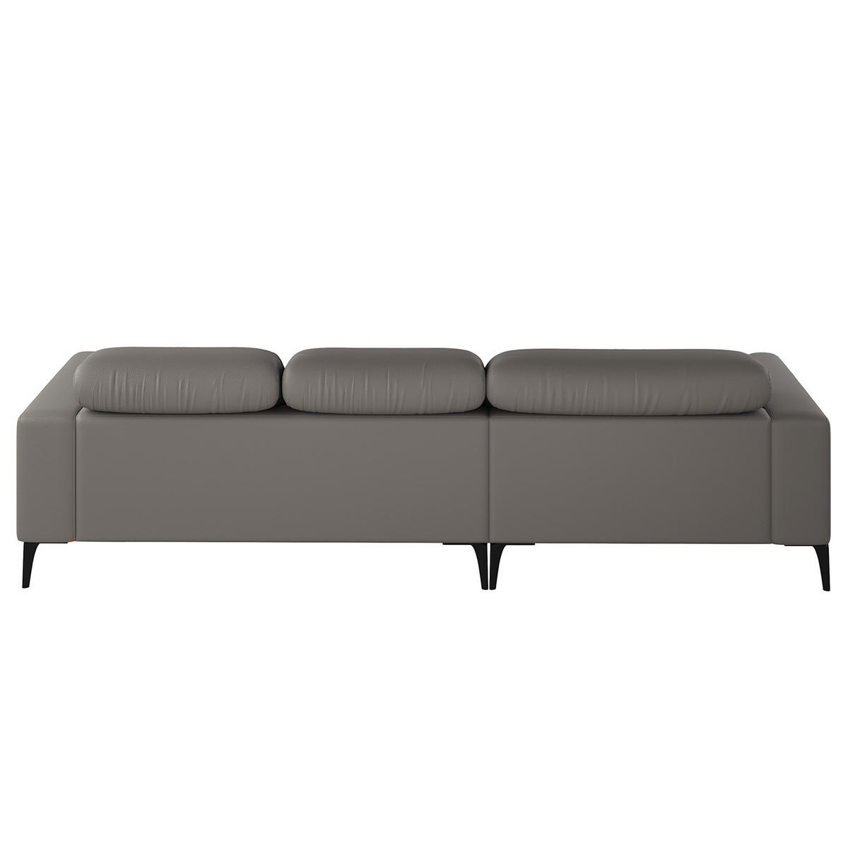 ECKSOFA mit Longchair - Schwarz/Grau, Leder/Metall (265/180cm) - home24