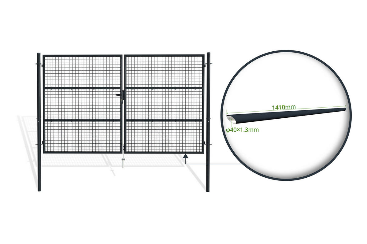 ZAUNTOR Olga Grau 3m H.180cm - Grau, Metall (392/190cm) - Casanoov