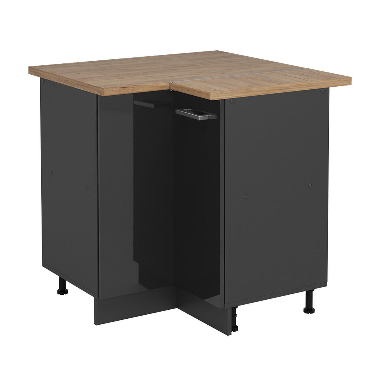 ROHOVÁ SKŘÍŇKA R-Line Antracitový vysoký lesk - antracitová/vysoce lesklá černá, kompozitní dřevo (75.6/81.6/60cm) - Vicco