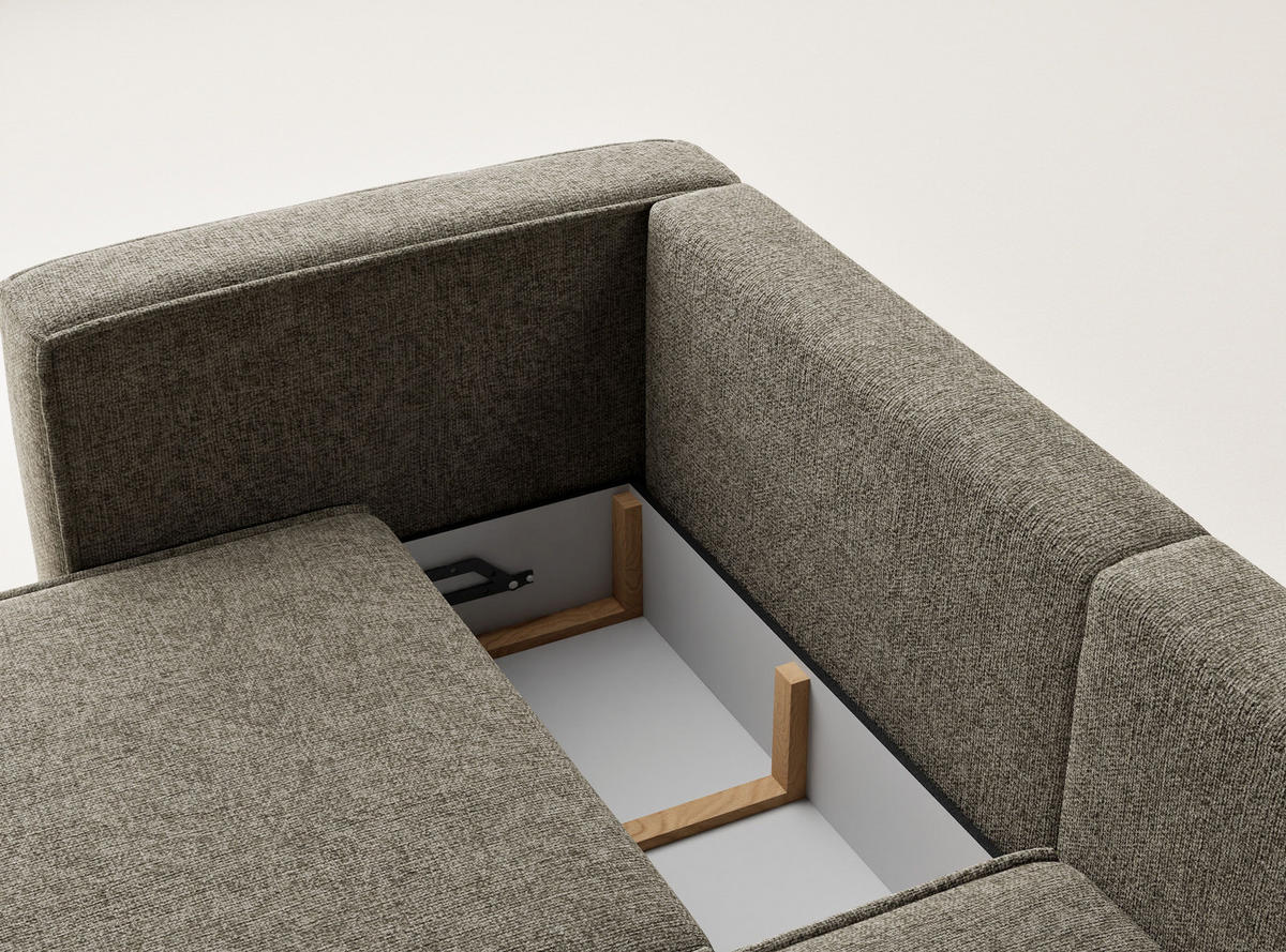 ECKSOFA MIT SCHLAFFUNKTION Velto Braun Chenille-Stoff - Schwarz/Braun, Holz/Holzwerkstoff (250/152cm) - Maison de Reve