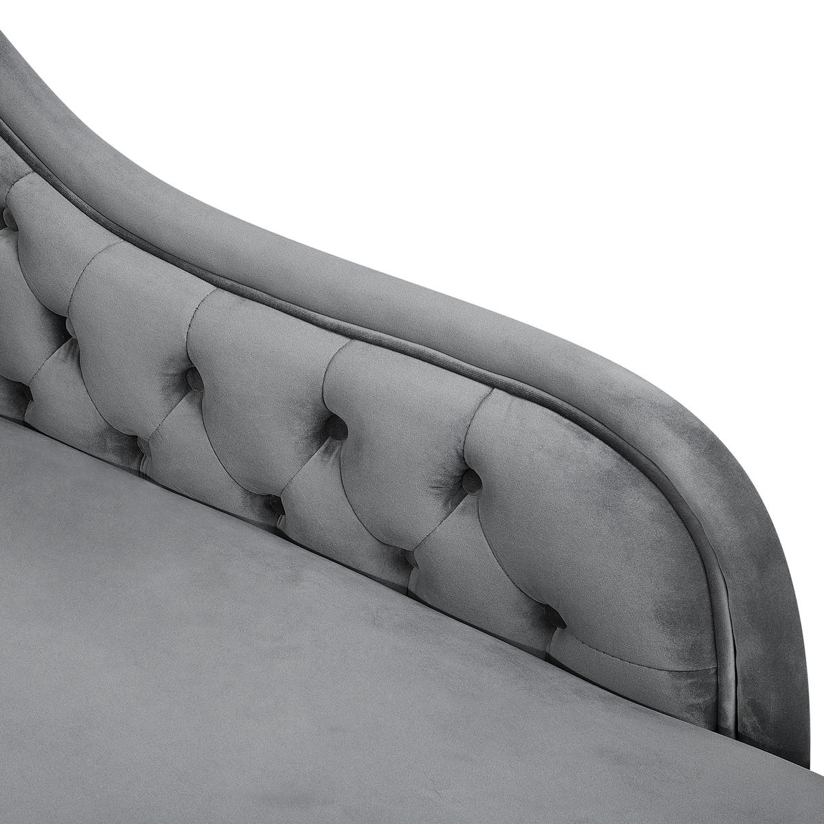CHAISELONGUE Samtstoff grau linksseitig Nimes - Schwarz/Grau, Textil (170/79/61cm) - Beliani
