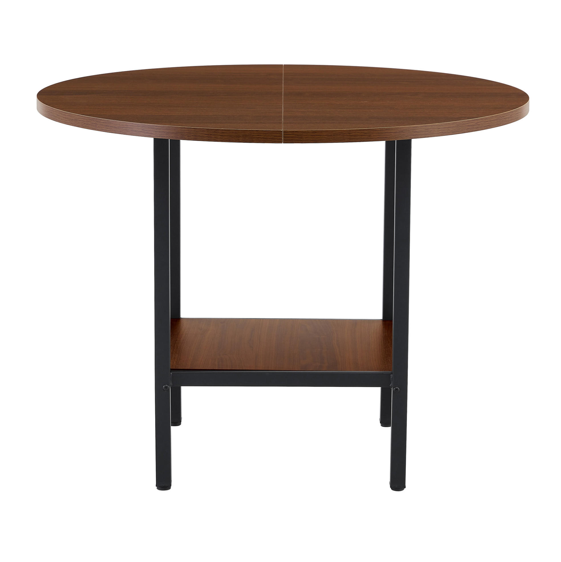 JEDÁLENSKÝ stôl 100/77 cm, MDF a kov, orechová, s odkladacou policou - farba vlašského orecha, kompozitné drevo (100/100/77cm) - BEAOK