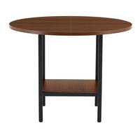 JEDÁLENSKÝ stôl 100/77 cm, MDF a kov, orechová, s odkladacou policou - farba vlašského orecha, kompozitné drevo (100/100/77cm) - BEAOK