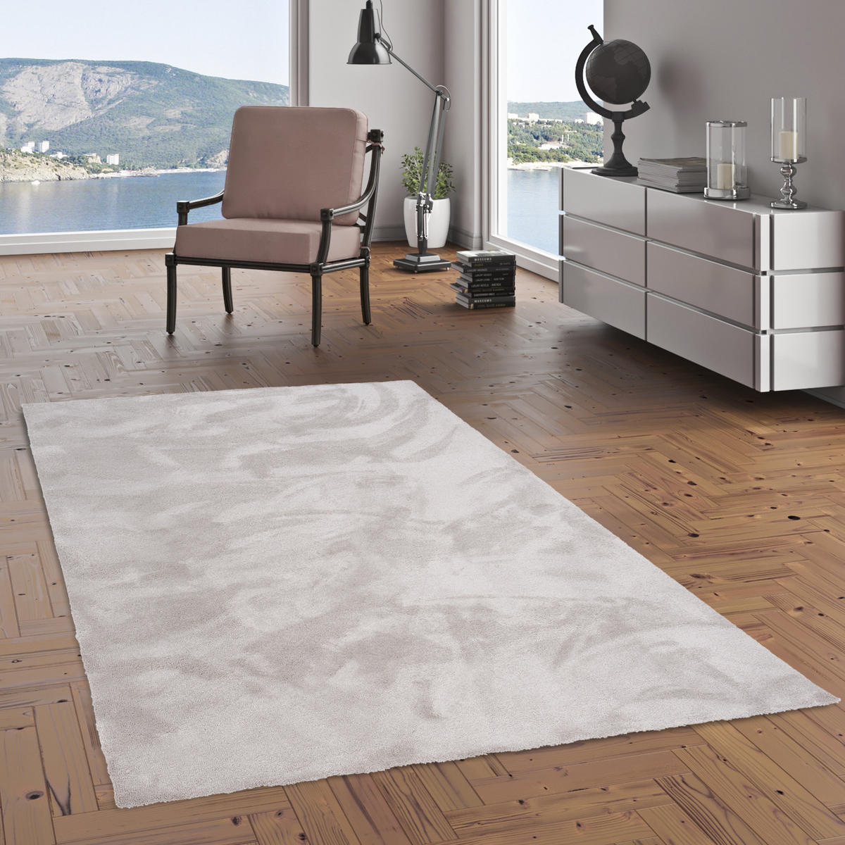 HOCHFLORTEPPICH LIVORNO SUPER SOFT - Grau, Textil (133/133cm) - Snapstyle