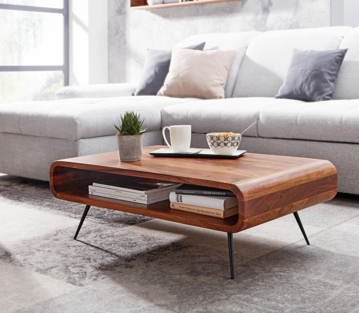 SOFATISCH eckig SORA Tisch Wohnzimmer - Braun, Holz (90/55/30cm) - tinkaro