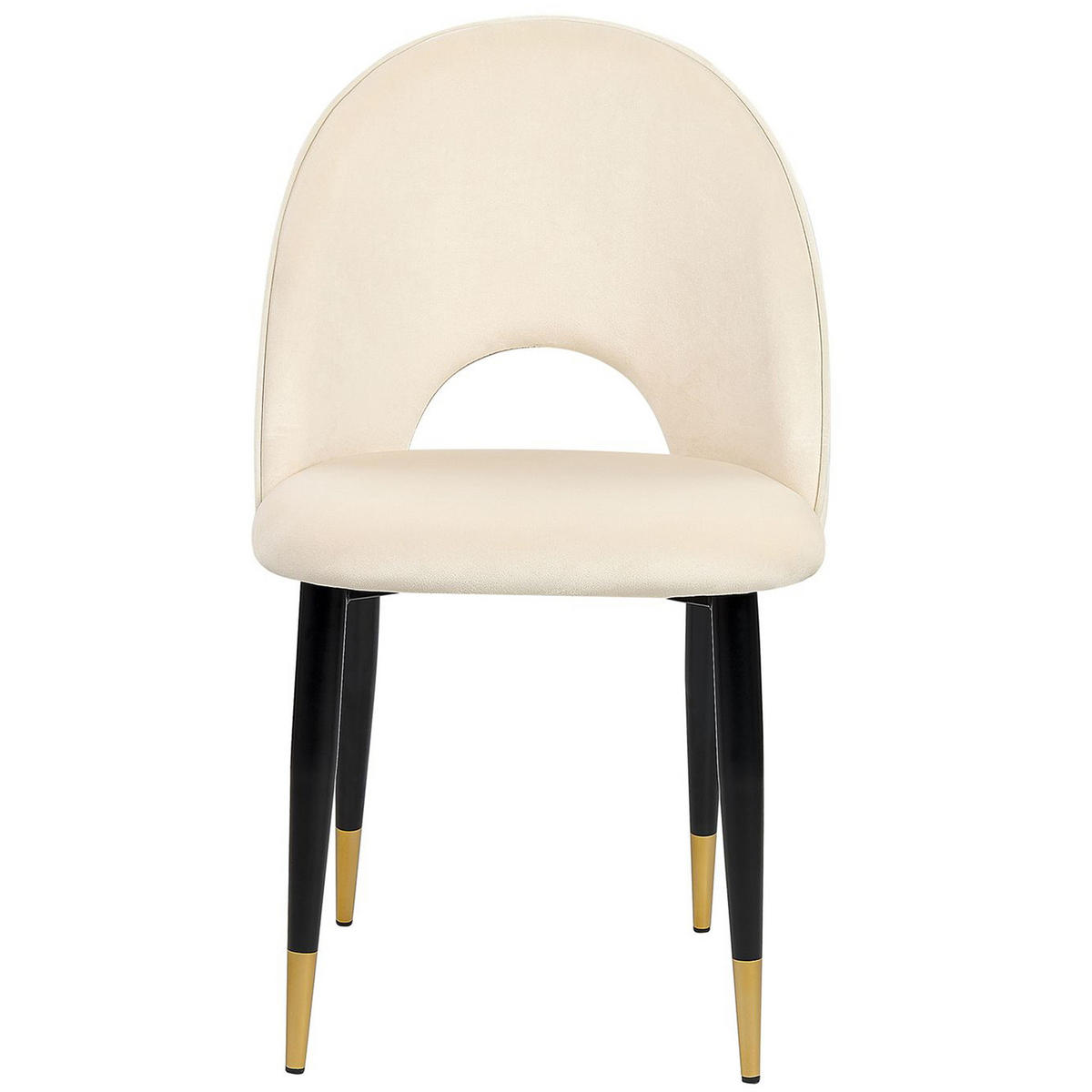 ESSZIMMERSTUHL 2er-Set Samtstoff Beige Magalia - Beige, Textil/Metall (47/84/45cm) - Beliani