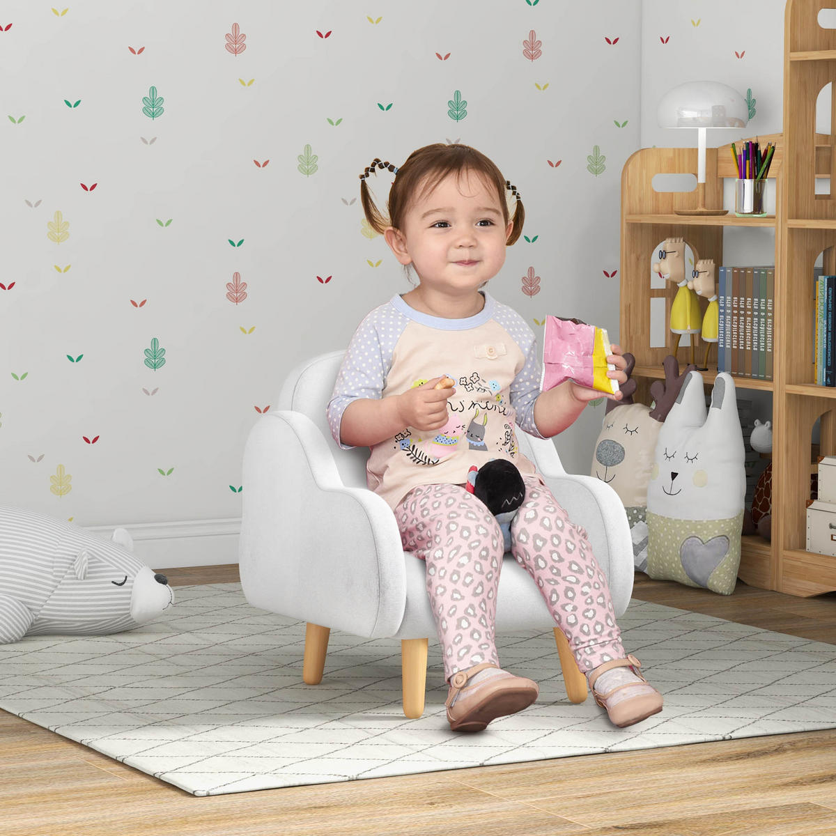 KINDERSESSEL DE-18966 Wolken-Design, 40 kg Weiß - Weiß, Textil (51/55/46cm) - ComfortXL