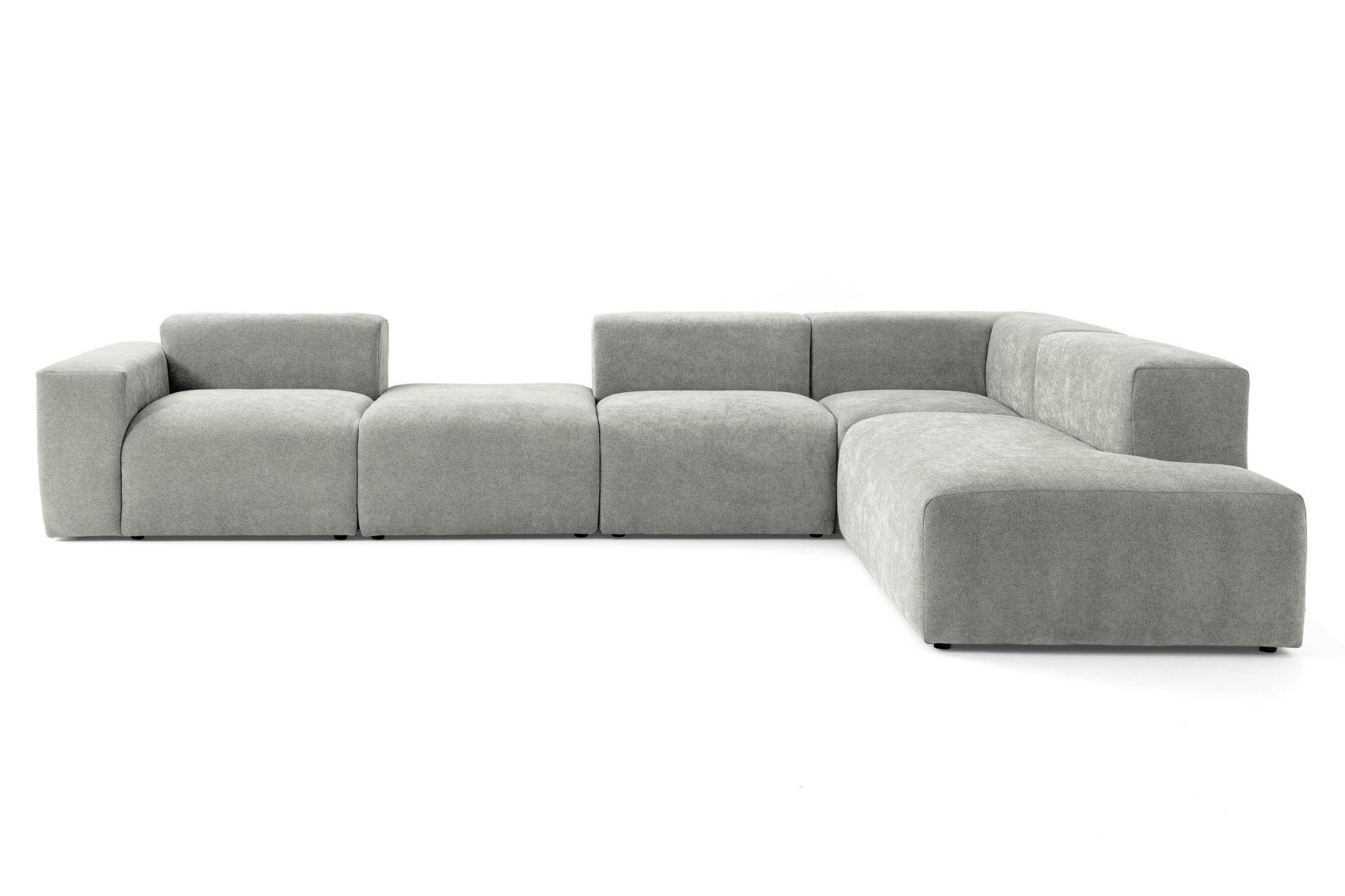 5-SITZER modulares Ecksofa HEAVEN SET 5 Rechts, Breite 380 cm Webstoff Grau - Schwarz/Grau, Holz/Kunststoff (245/380cm) - Muffo