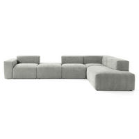 5-SITZER modulares Ecksofa HEAVEN SET 5 Rechts, Breite 380 cm Webstoff Grau - Schwarz/Grau, Holz/Kunststoff (245/380cm) - Muffo