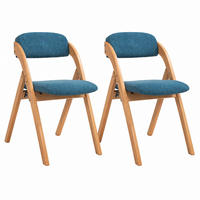 KLAPPSTUHL 2er-Set gepolstert Sitzhöhe 45 cm Buchenholz Blau - Blau, Holz (54/60/79cm) - Meubliv