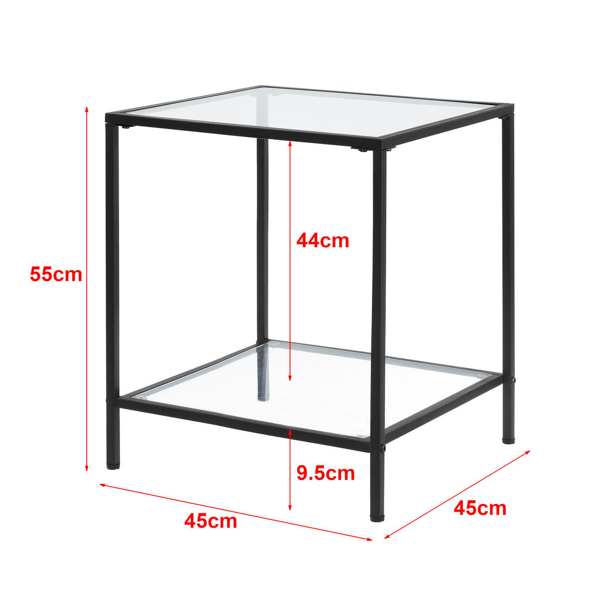 BEISTELLTISCH Norrtälje - Transparent, Glas (45/45/55cm) - [en.casa]
