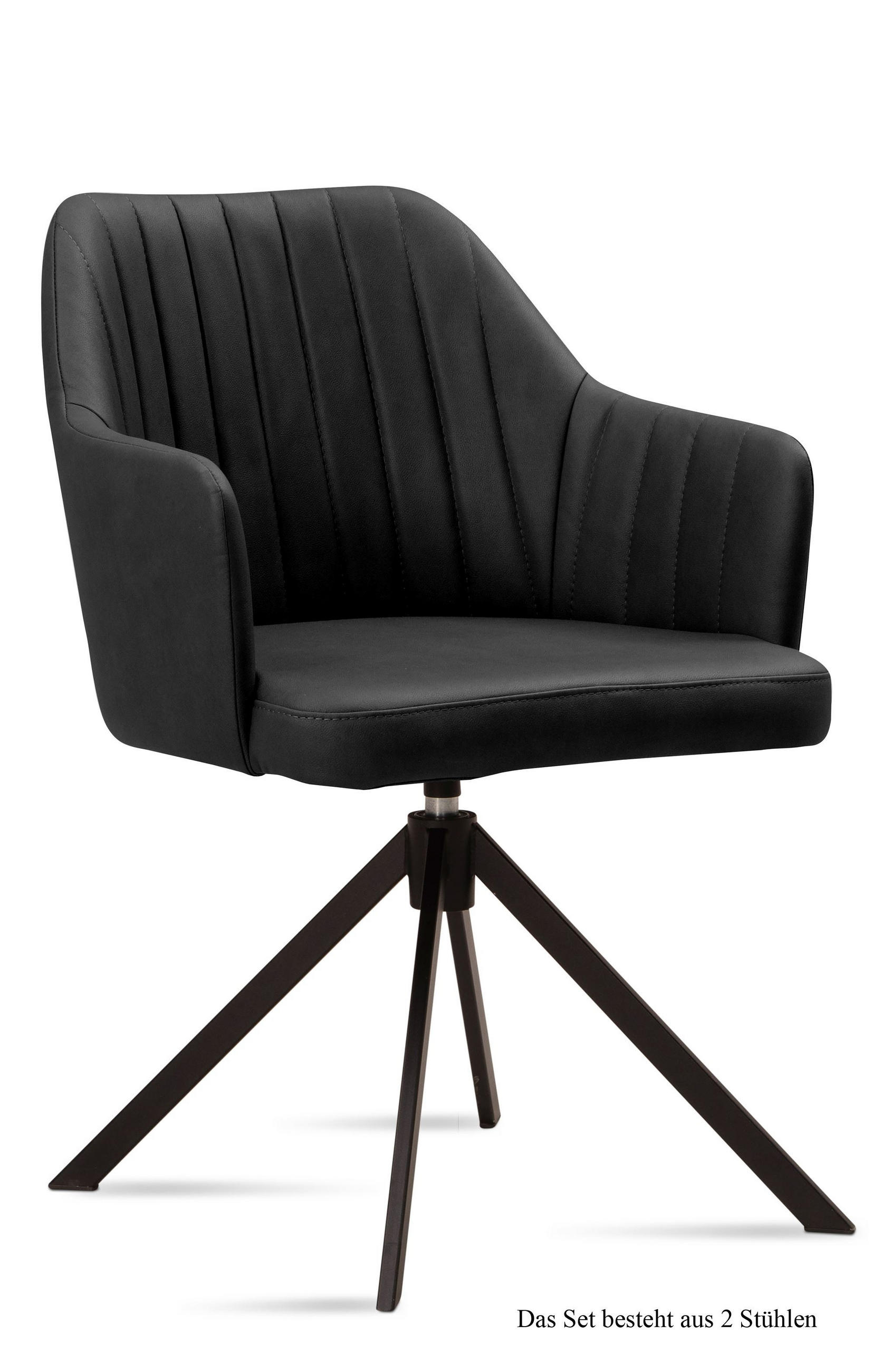 ARMLEHNSTUHL drehbar (2er-Set) Dennie 58x81x60 Schwarz/Anthrazit - Anthrazit/Schwarz, Kunststoff (60/81/58cm) - 58aufmkessel