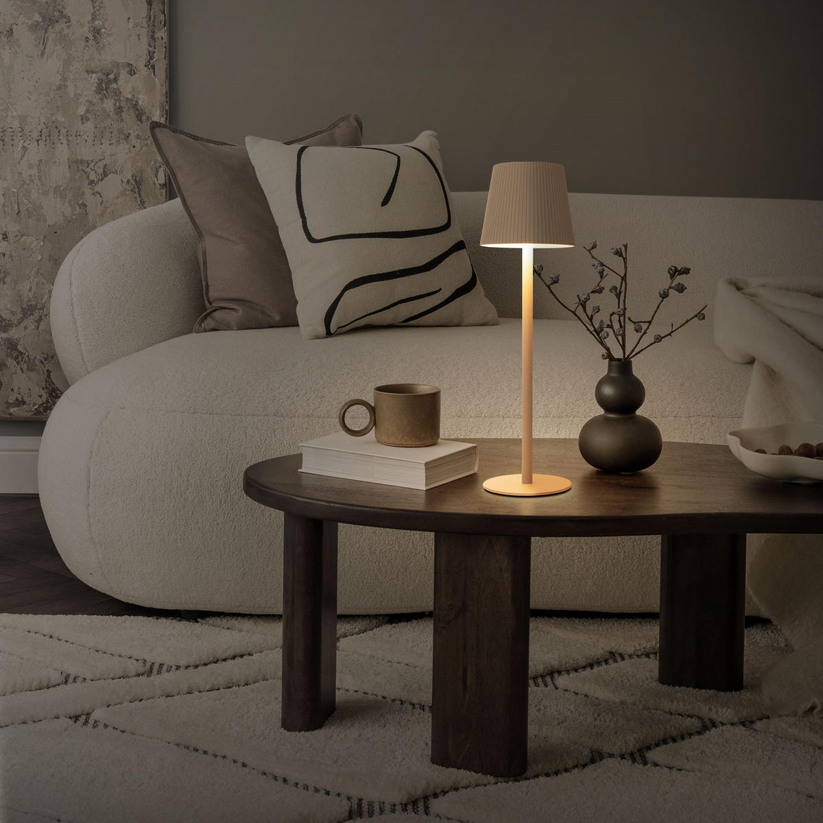 LED TISCHLAMPE kabellos mit Touch Creme Ø10x36 cm Warmweiß Dimmbar - Creme, Kunststoff (10/10/36cm) - ML-DESIGN