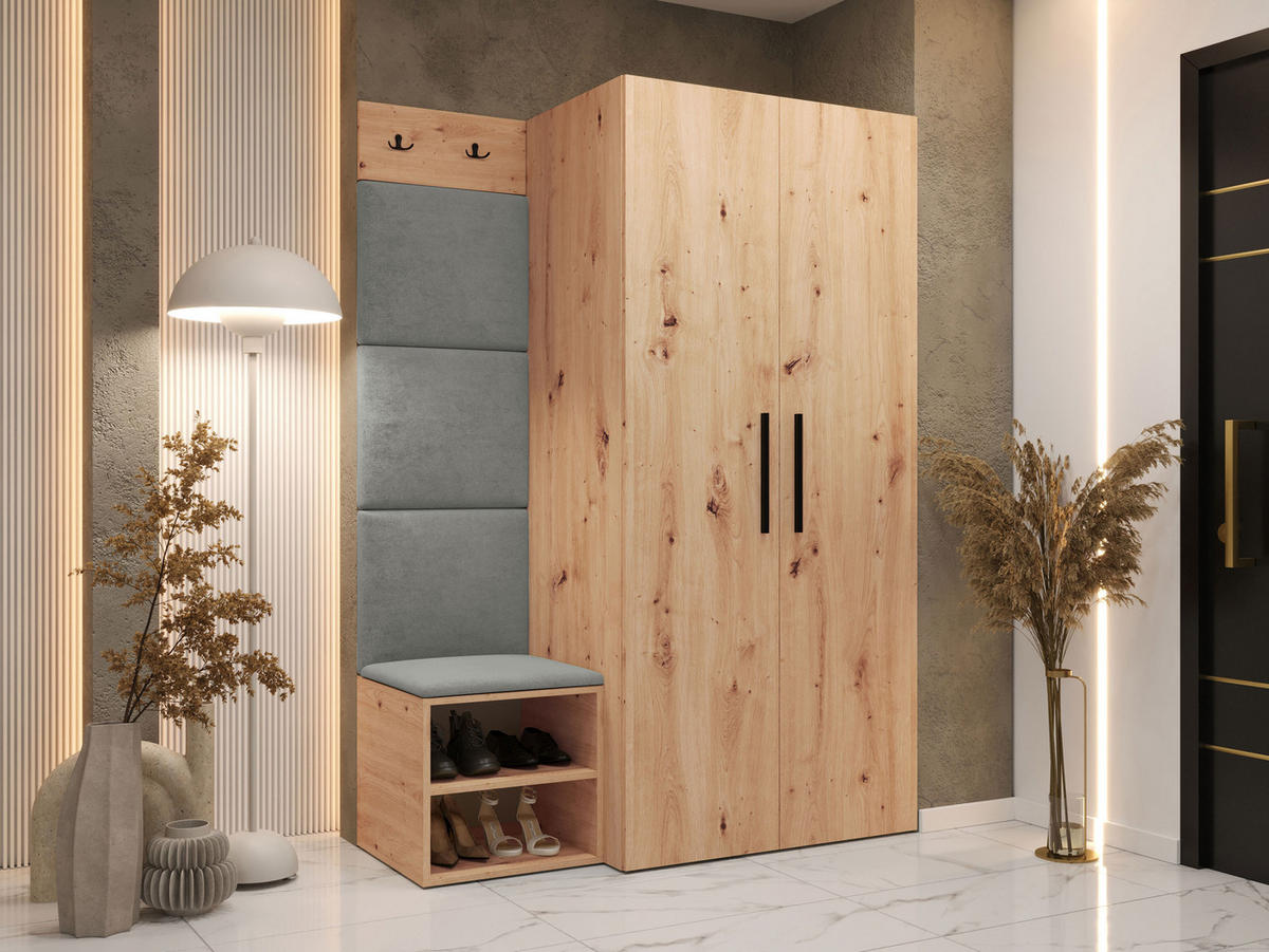 MOBILIER PENTRU HOL Medi IV - stejar Artisan/negru, material plastic/compozit lemnos (80/191/50cm) - MIRJAN24