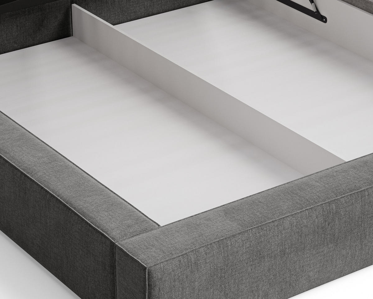 POLSTERBETT 06 140x200 cm – Tresor - Bett mit Bettkasten, Metall-Lattenrost - Anthrazit, Holz (140/200cm) - ROYAL24_MARKT
