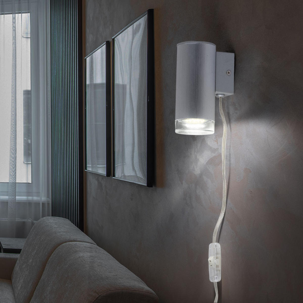 LED WANDLEUCHTE Aluminium Silber 2er Set - Silberfarben, Metall (6.5/15/9cm)