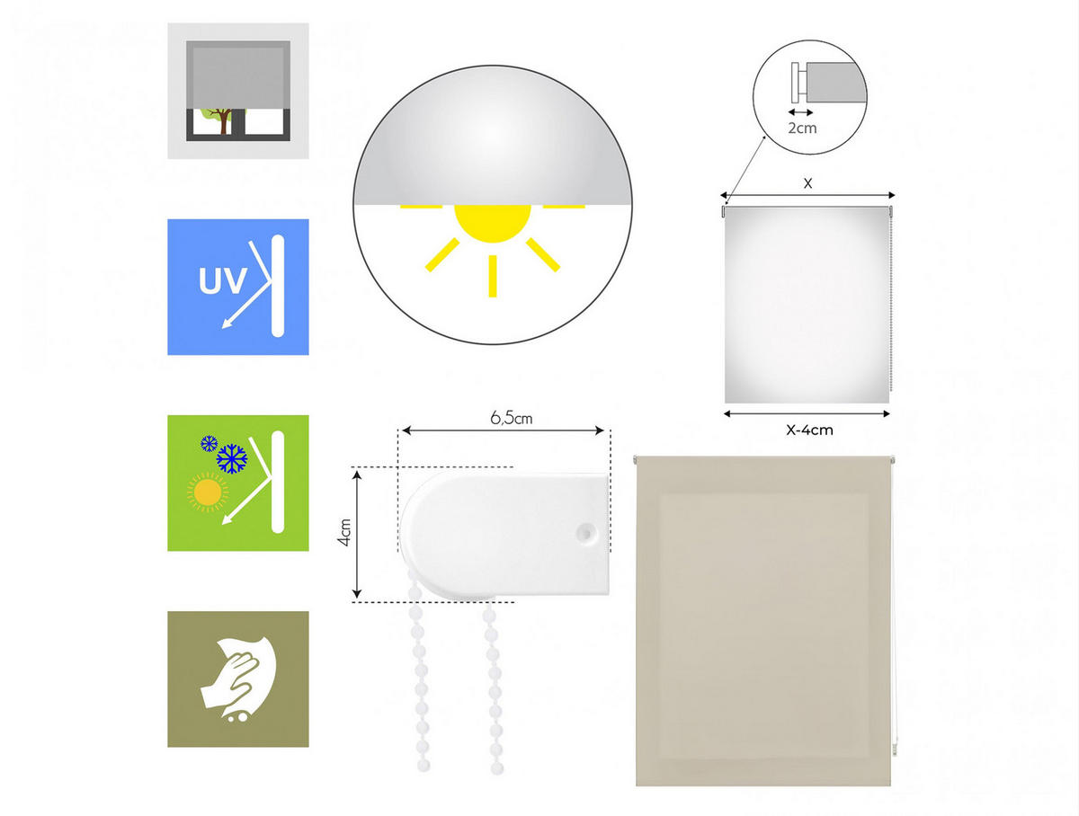 ROLLO Polyester Transluzent CREAM 100x250 - Creme, Textil (100/250/1cm) - Purline